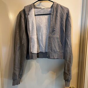 Grey Cropped Hoodie